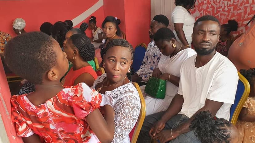 Families in fellowship after service